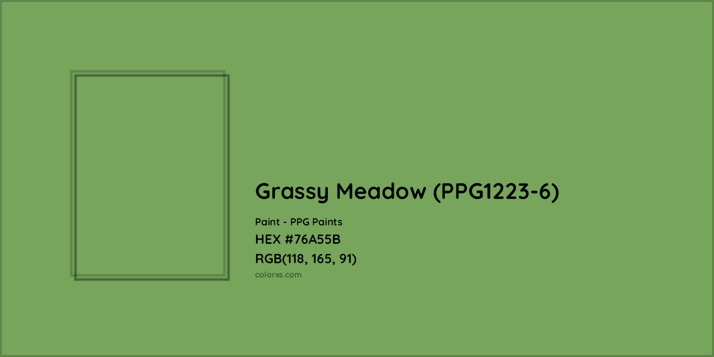 HEX #76A55B Grassy Meadow (PPG1223-6) Paint PPG Paints - Color Code