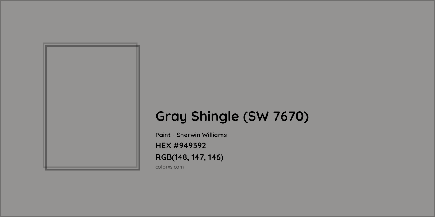 HEX #949392 Gray Shingle (SW 7670) Paint Sherwin Williams - Color Code