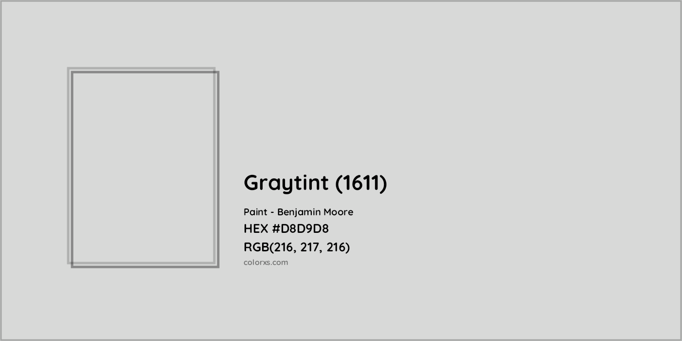 HEX #D8D9D8 Graytint (1611) Paint Benjamin Moore - Color Code