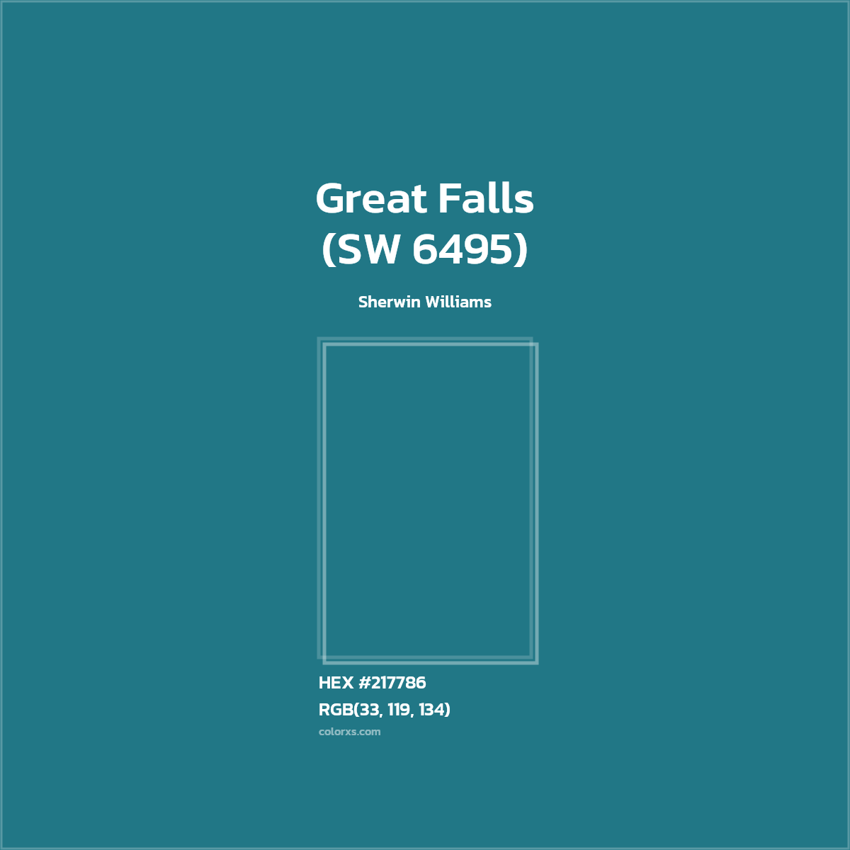 HEX #217786 Great Falls (SW 6495) Paint Sherwin Williams - Color Code