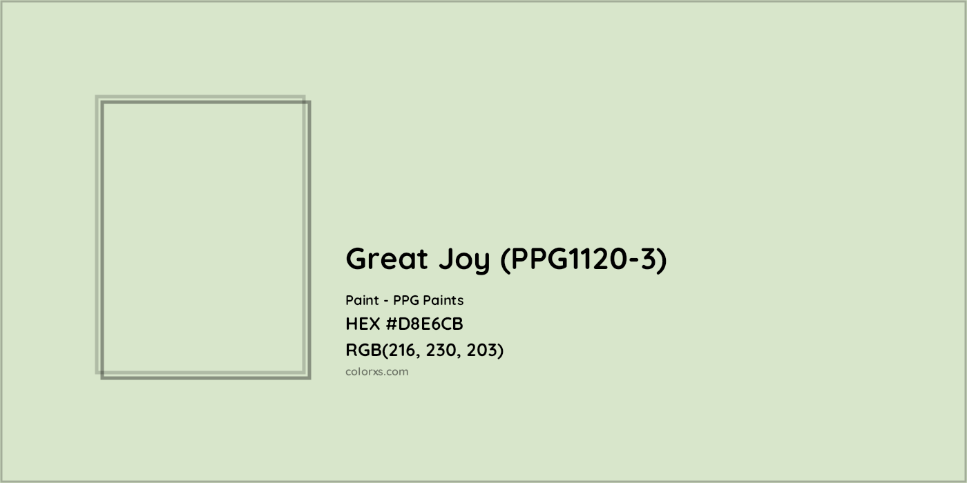 HEX #D8E6CB Great Joy (PPG1120-3) Paint PPG Paints - Color Code