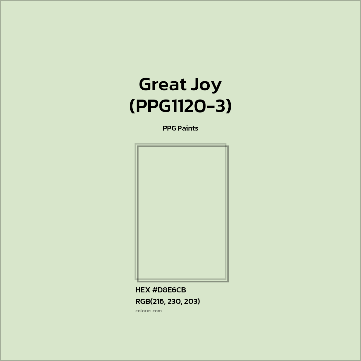 HEX #D8E6CB Great Joy (PPG1120-3) Paint PPG Paints - Color Code