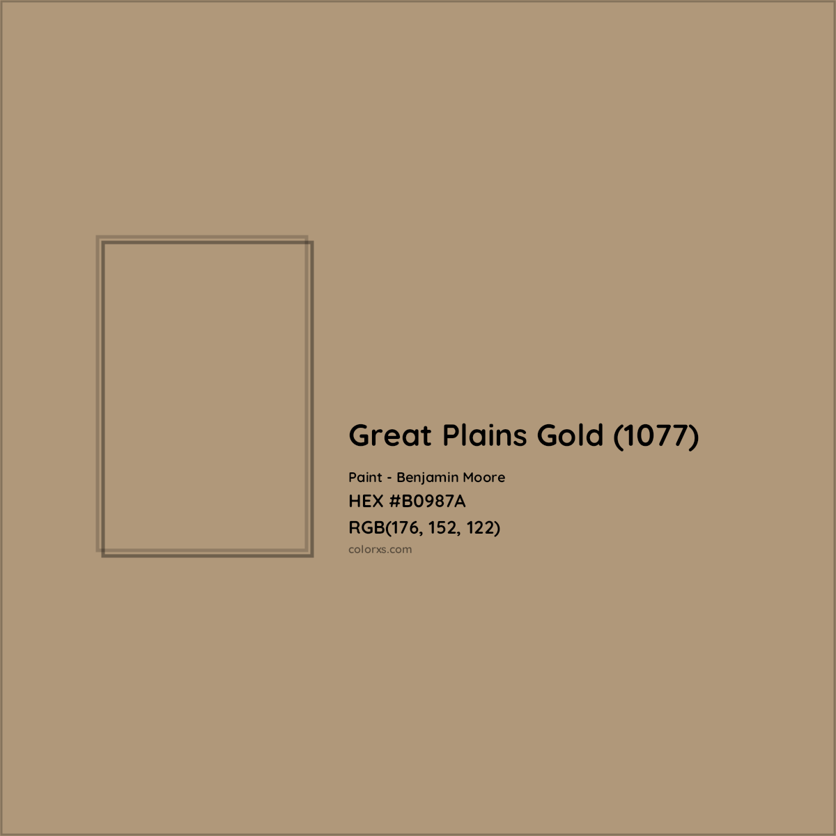 HEX #B0987A Great Plains Gold (1077) Paint Benjamin Moore - Color Code