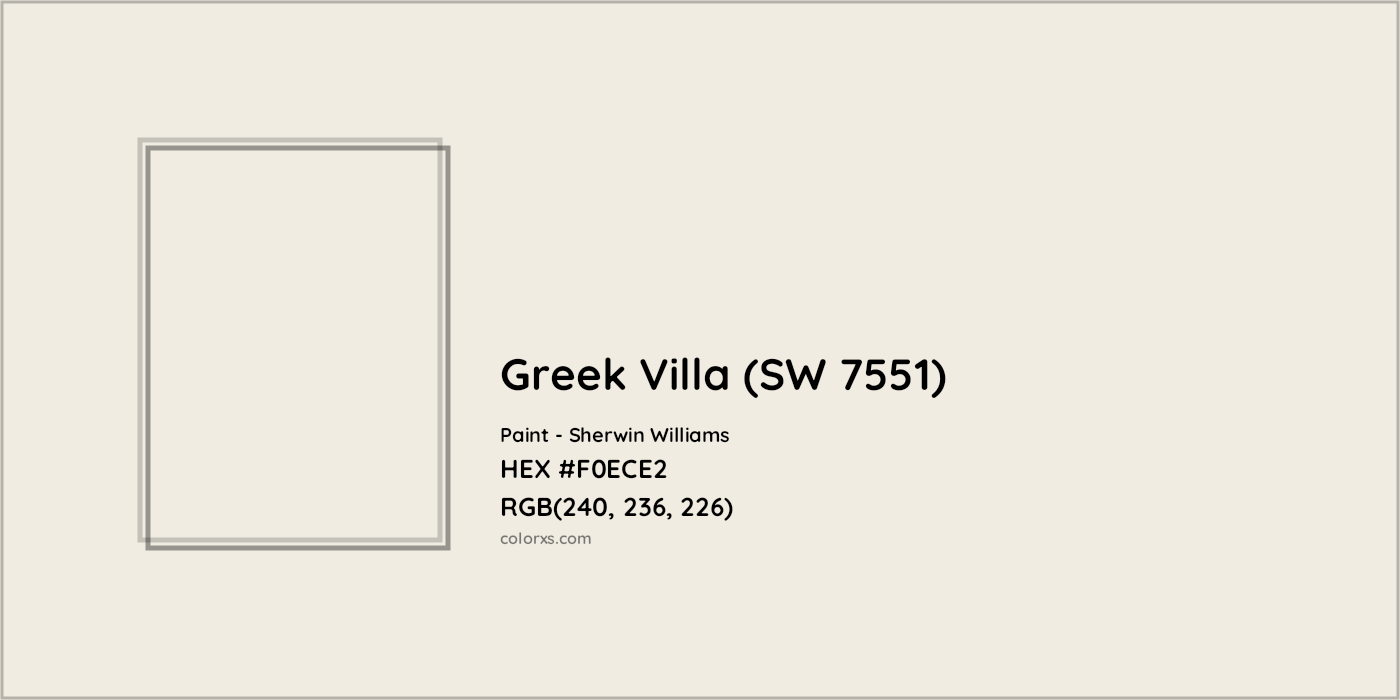 HEX #F0ECE2 Greek Villa (SW 7551) Paint Sherwin Williams - Color Code