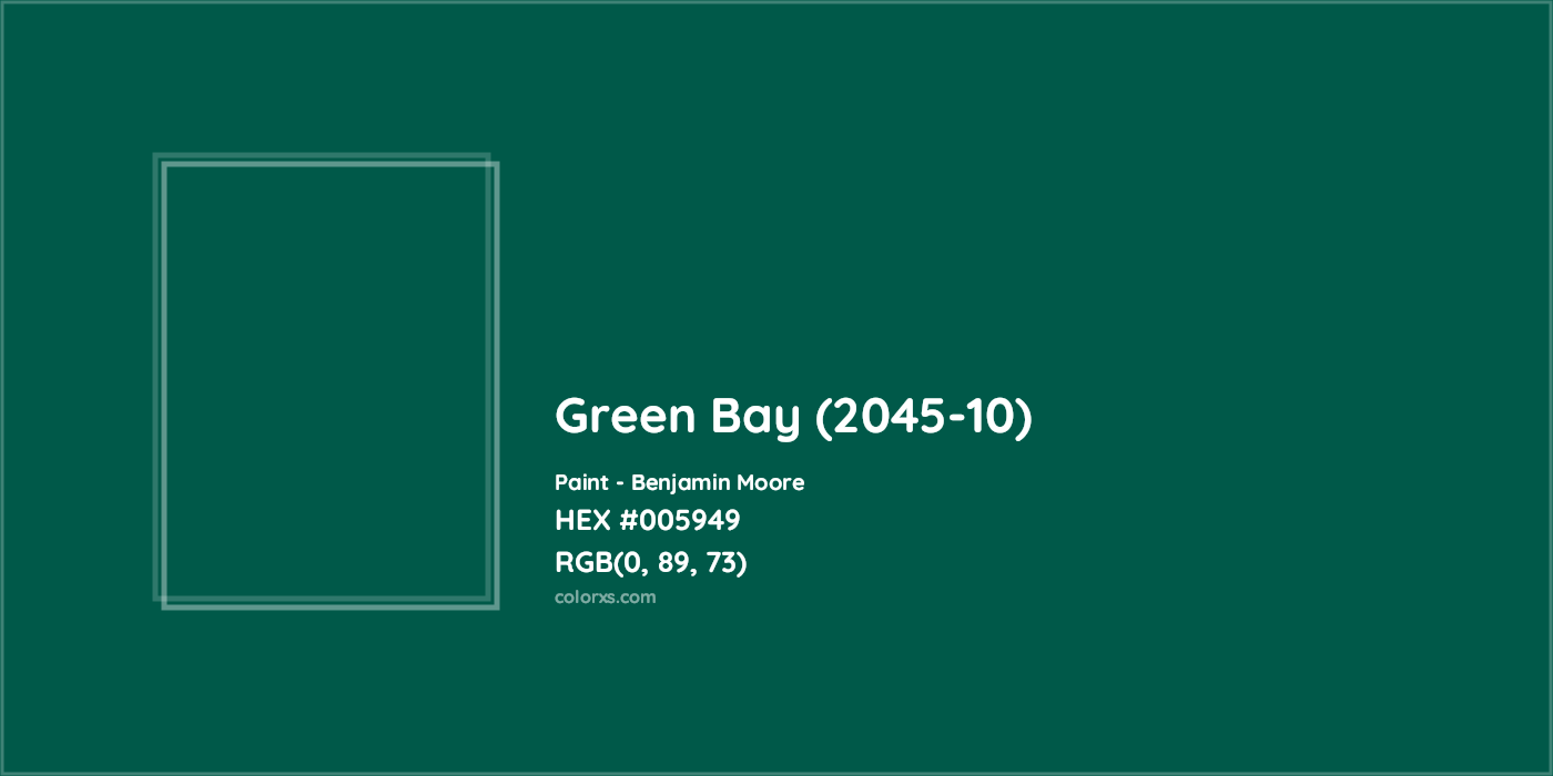 HEX #005949 Green Bay (2045-10) Paint Benjamin Moore - Color Code