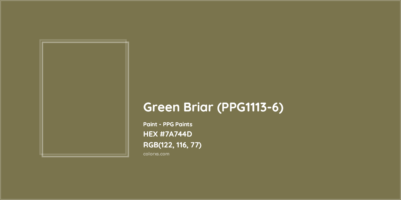 HEX #7A744D Green Briar (PPG1113-6) Paint PPG Paints - Color Code