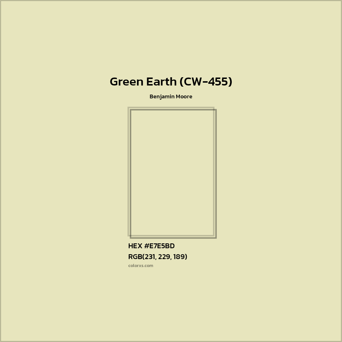 HEX #E7E5BD Green Earth (CW-455) Paint Benjamin Moore - Color Code