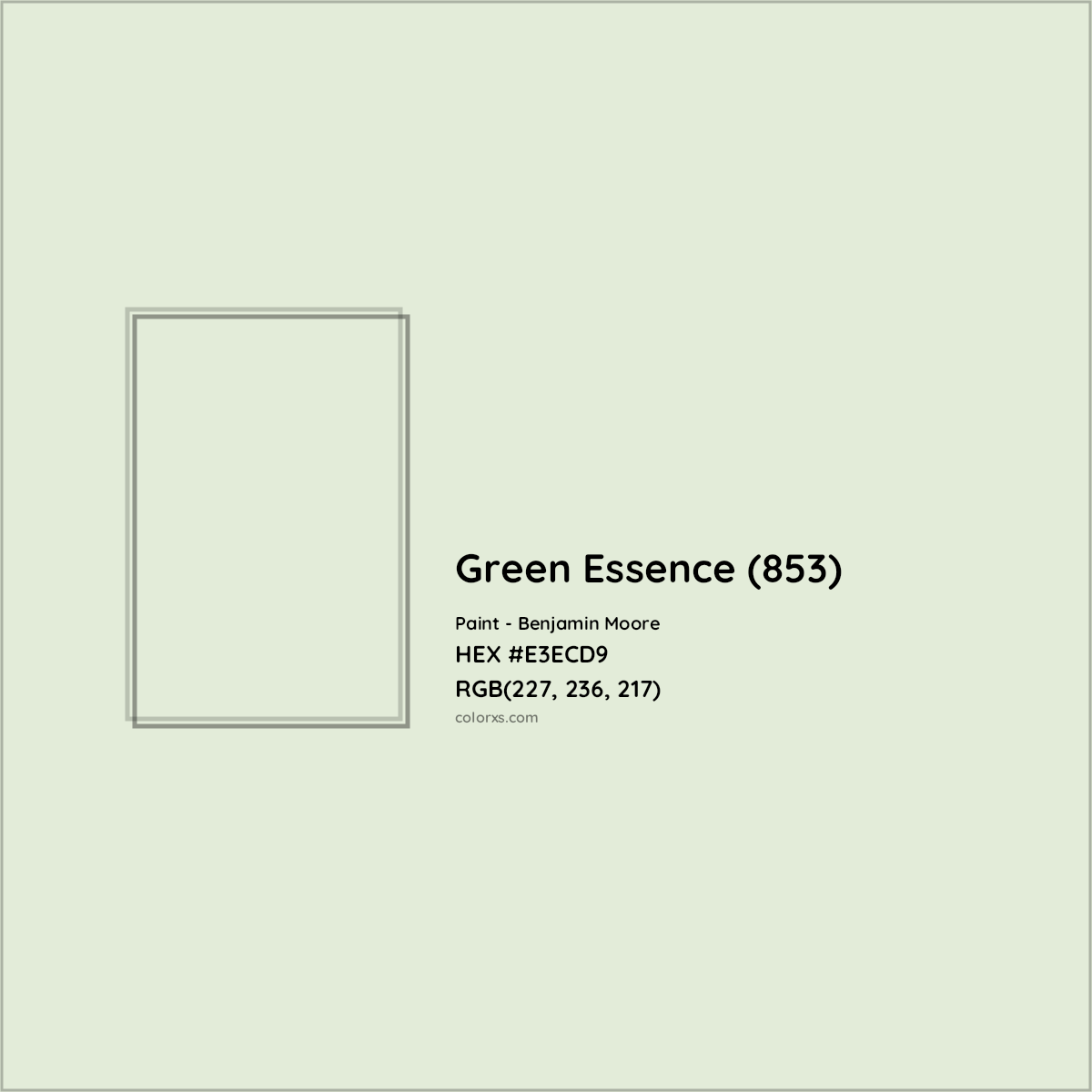 HEX #E3ECD9 Green Essence (853) Paint Benjamin Moore - Color Code