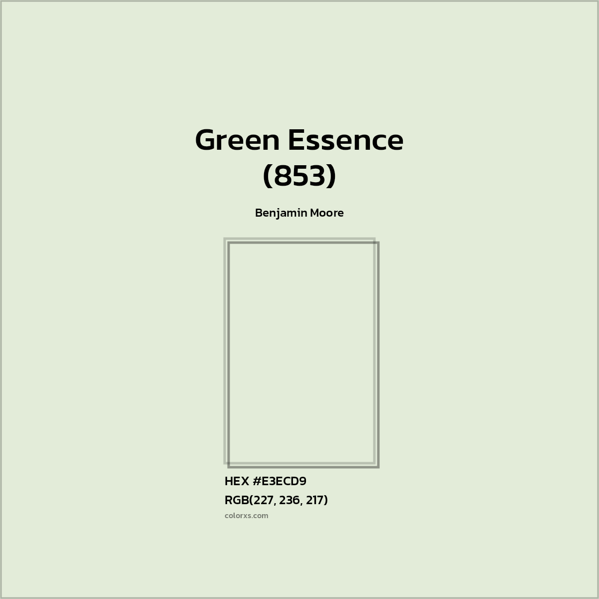 HEX #E3ECD9 Green Essence (853) Paint Benjamin Moore - Color Code