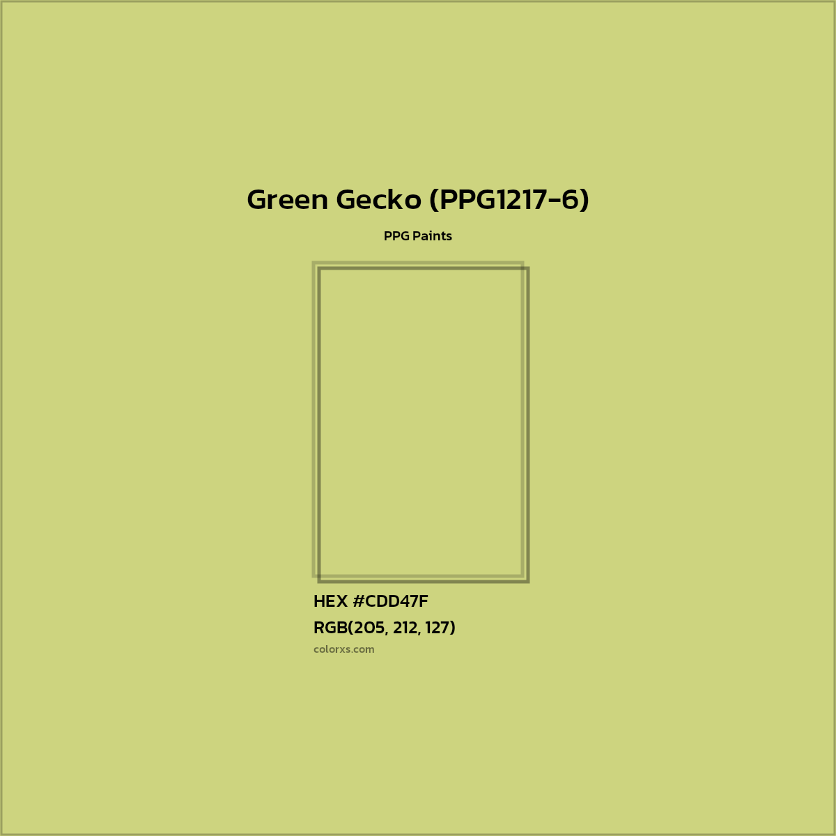 HEX #CDD47F Green Gecko (PPG1217-6) Paint PPG Paints - Color Code