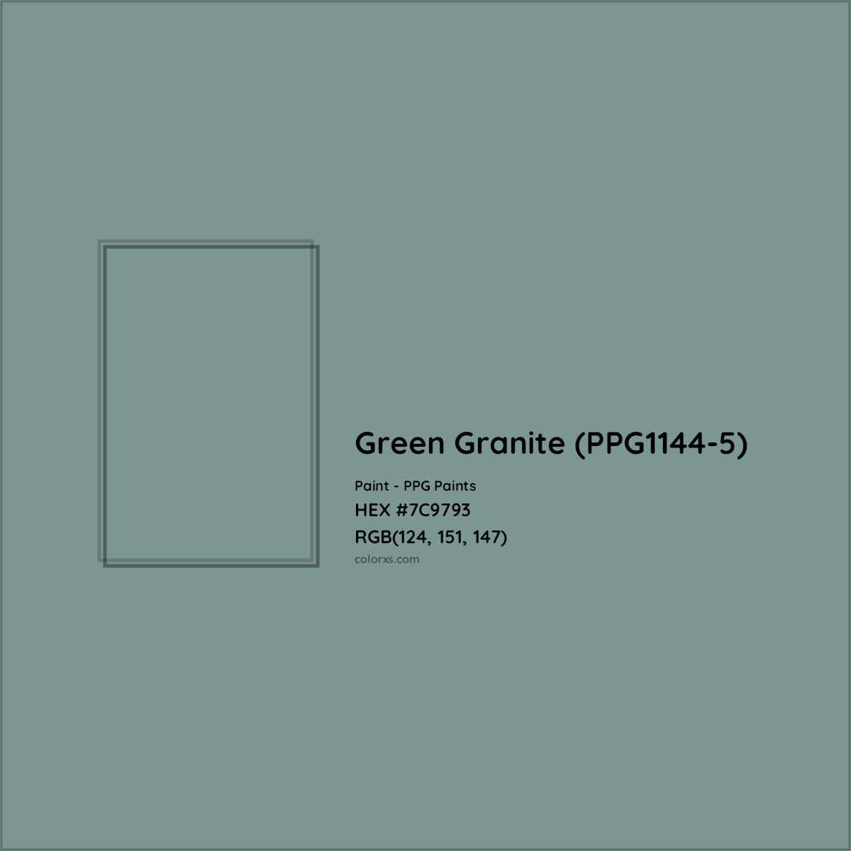 HEX #7C9793 Green Granite (PPG1144-5) Paint PPG Paints - Color Code