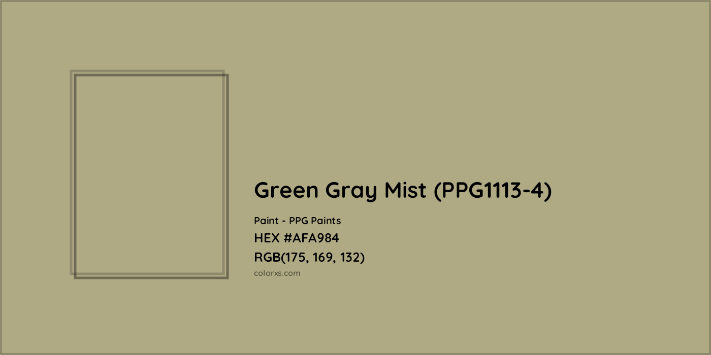 HEX #AFA984 Green Gray Mist (PPG1113-4) Paint PPG Paints - Color Code