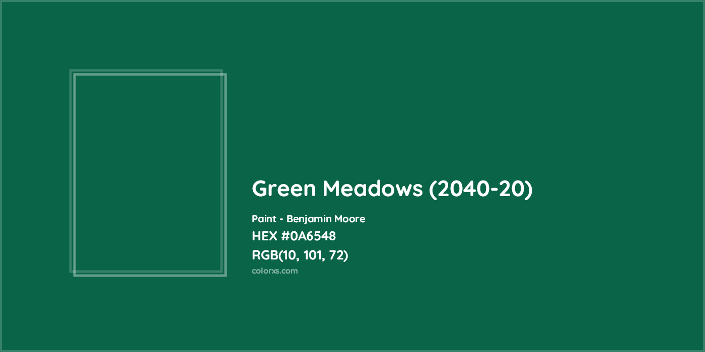 HEX #0A6548 Green Meadows (2040-20) Paint Benjamin Moore - Color Code