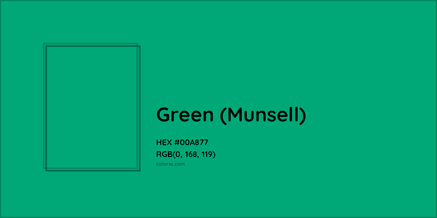 HEX #00A877 Green (Munsell) Color - Color Code