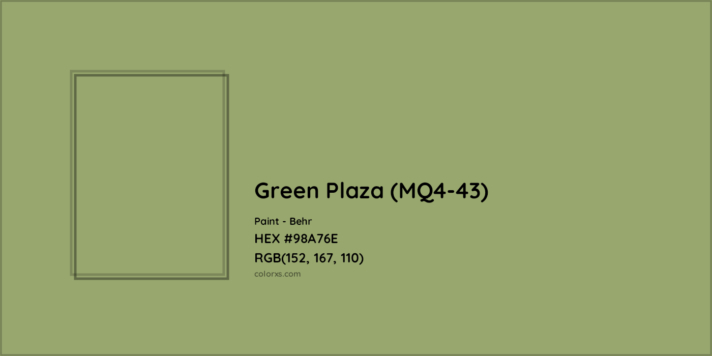 HEX #98A76E Green Plaza (MQ4-43) Paint Behr - Color Code