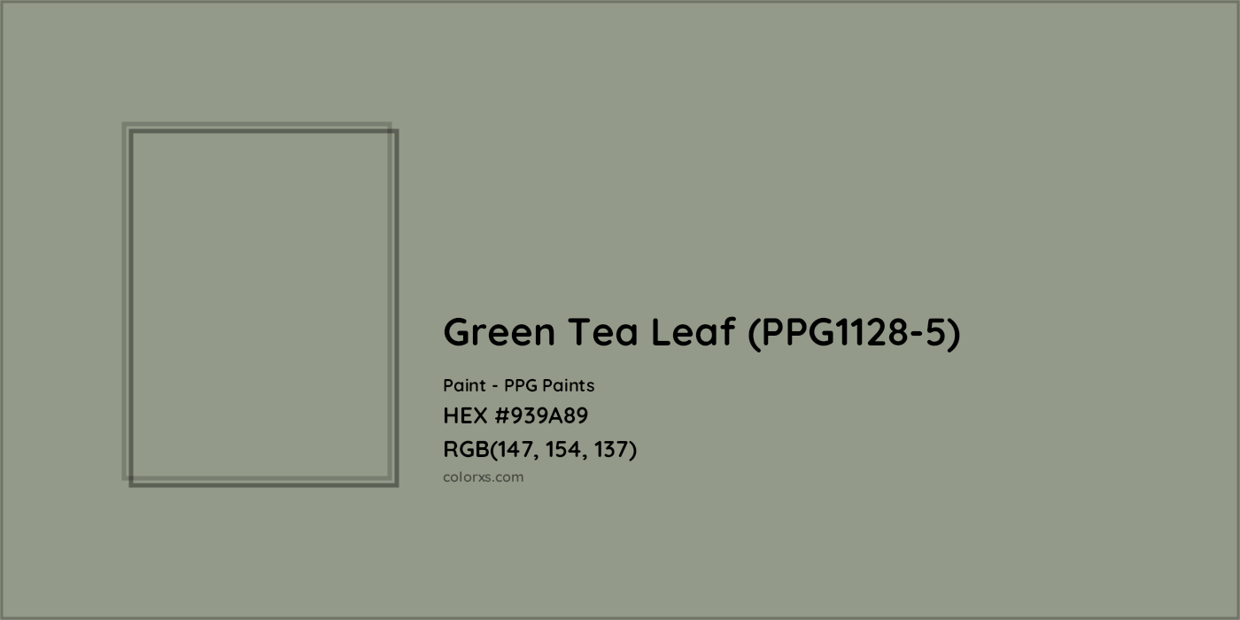 HEX #939A89 Green Tea Leaf (PPG1128-5) Paint PPG Paints - Color Code