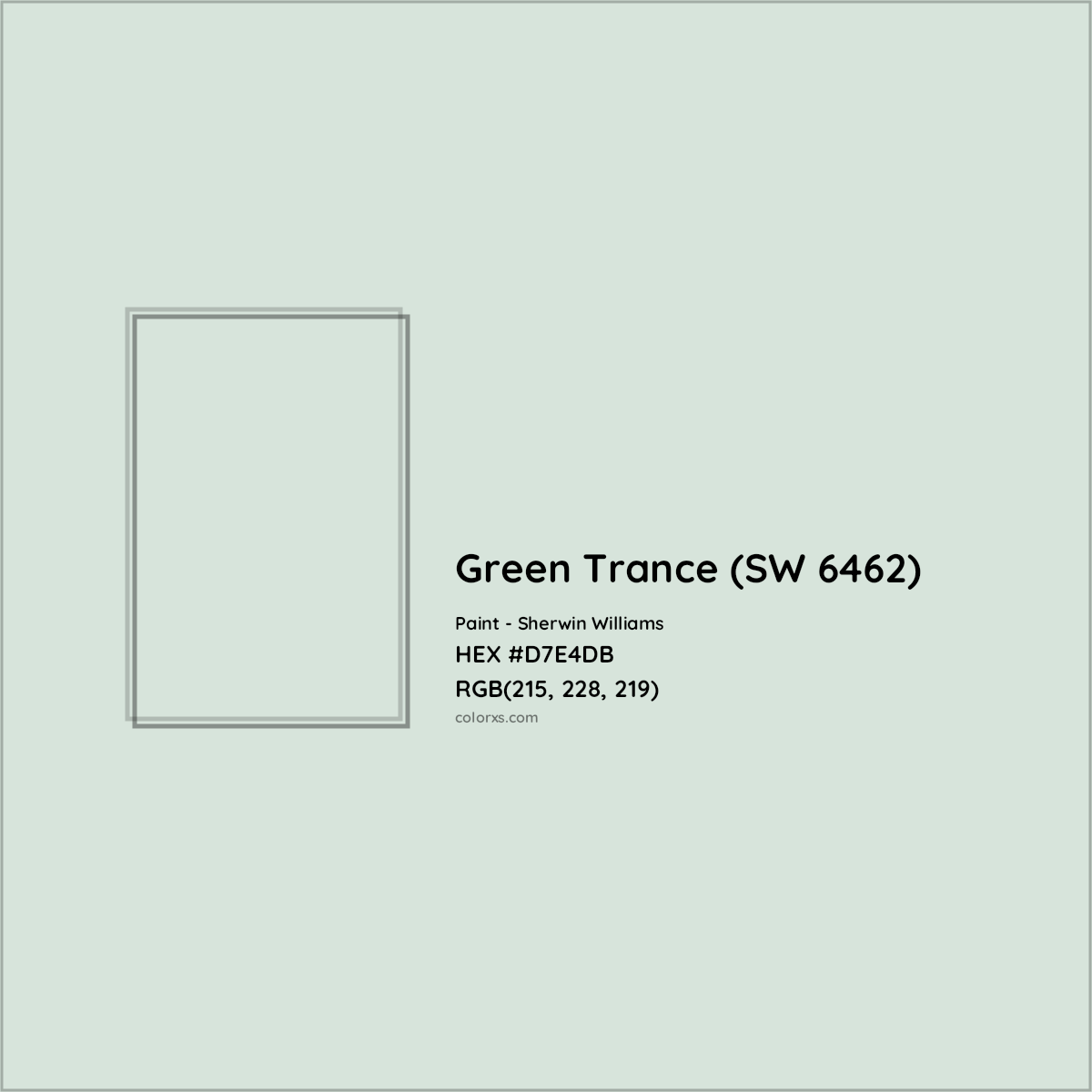 HEX #D7E4DB Green Trance (SW 6462) Paint Sherwin Williams - Color Code