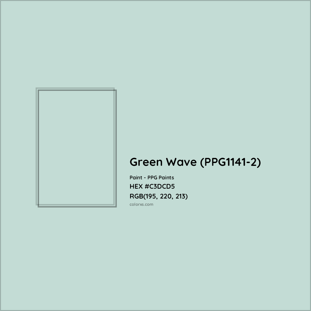HEX #C3DCD5 Green Wave (PPG1141-2) Paint PPG Paints - Color Code