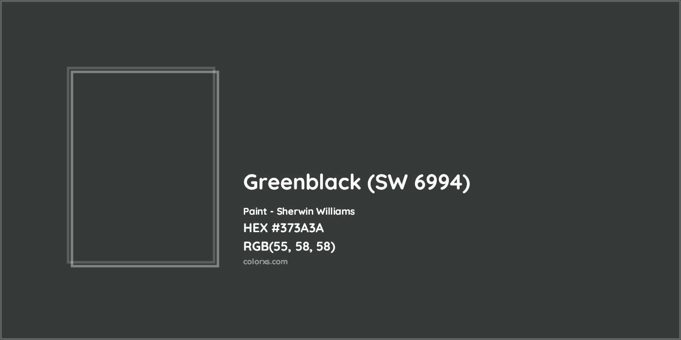 HEX #373A3A Greenblack (SW 6994) Paint Sherwin Williams - Color Code