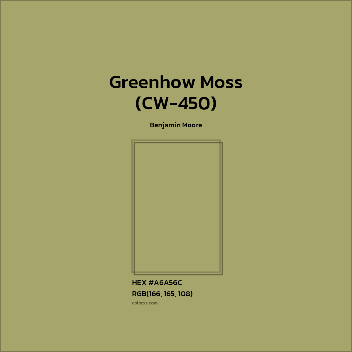 HEX #A6A56C Greenhow Moss (CW-450) Paint Benjamin Moore - Color Code