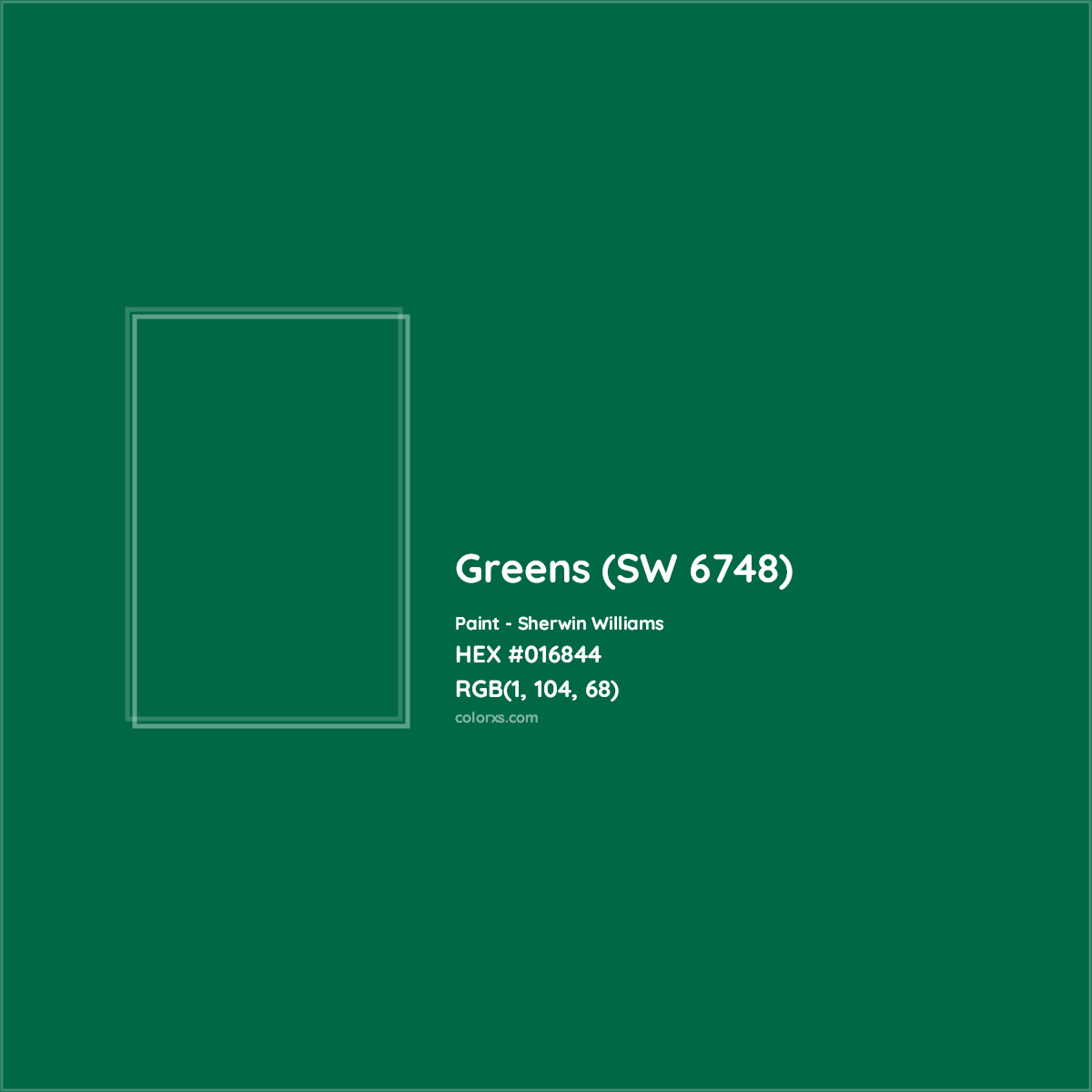 HEX #016844 Greens (SW 6748) Paint Sherwin Williams - Color Code