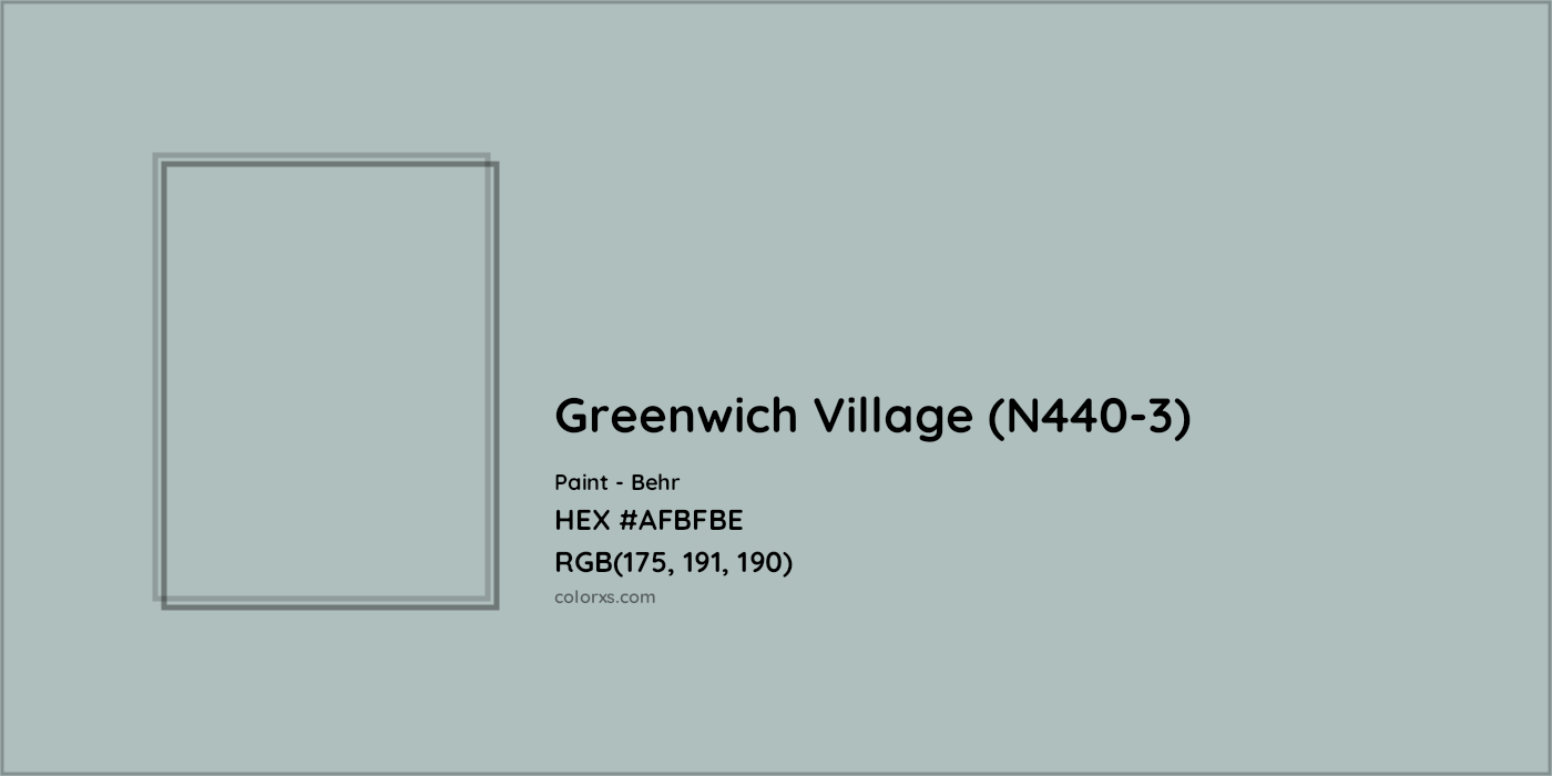 HEX #AFBFBE Greenwich Village (N440-3) Paint Behr - Color Code