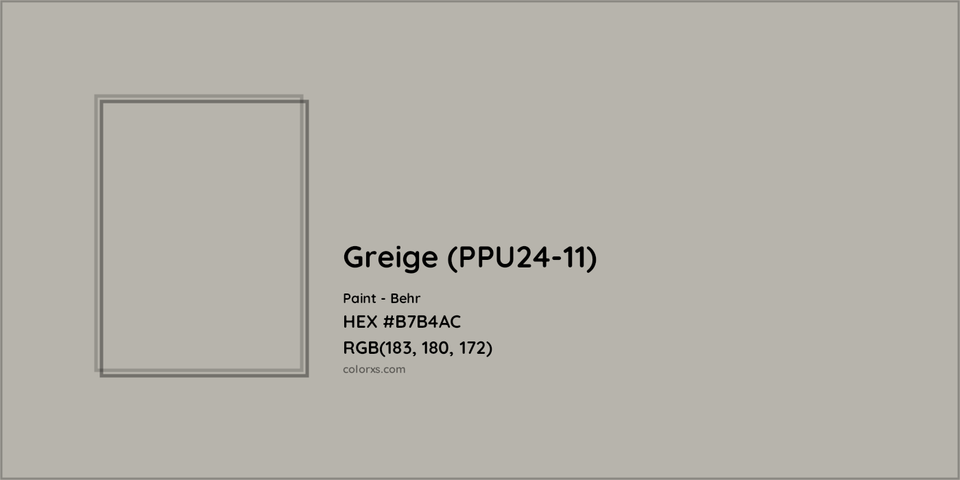 HEX #B7B4AC Greige (PPU24-11) Paint Behr - Color Code