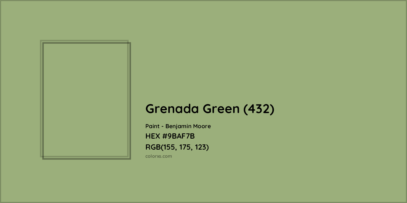 HEX #9BAF7B Grenada Green (432) Paint Benjamin Moore - Color Code