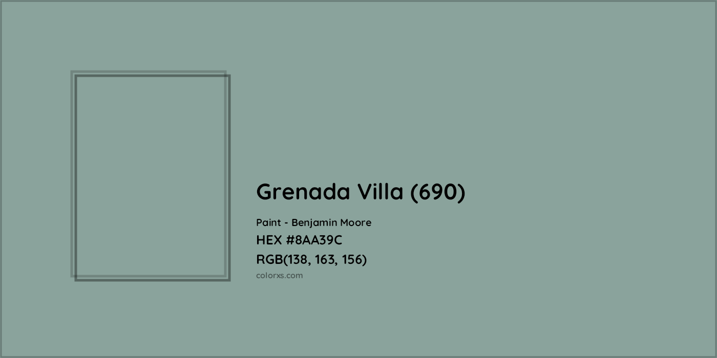 HEX #8AA39C Grenada Villa (690) Paint Benjamin Moore - Color Code