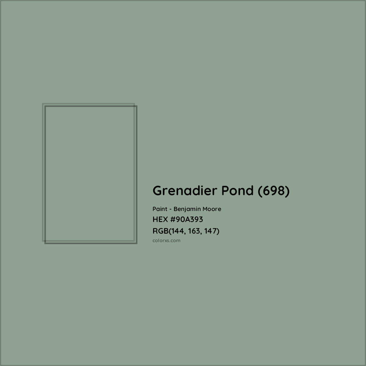 HEX #90A393 Grenadier Pond (698) Paint Benjamin Moore - Color Code