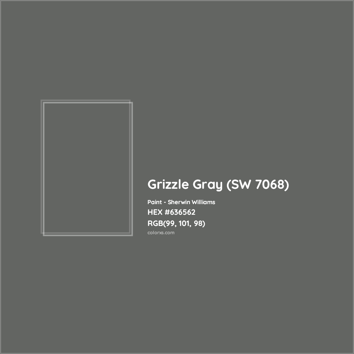 HEX #636562 Grizzle Gray (SW 7068) Paint Sherwin Williams - Color Code