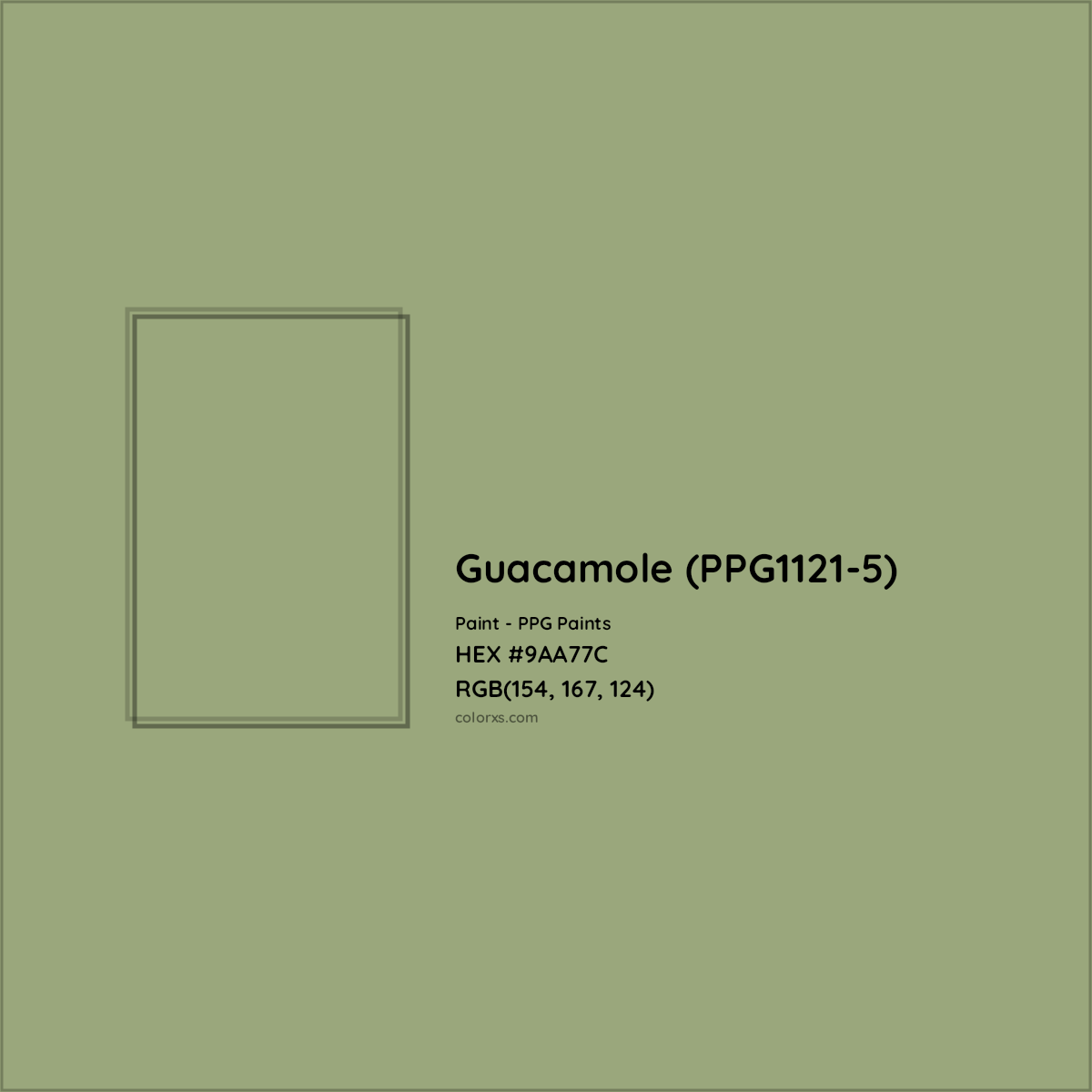 HEX #9AA77C Guacamole (PPG1121-5) Paint PPG Paints - Color Code
