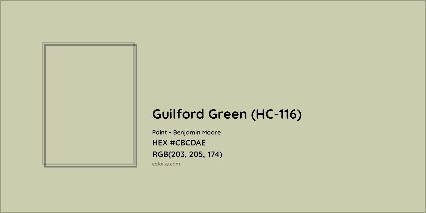 HEX #CBCDAE Guilford Green (HC-116) Paint Benjamin Moore - Color Code