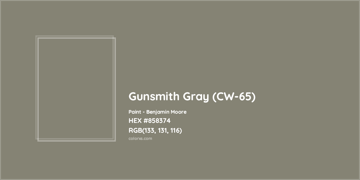 HEX #858374 Gunsmith Gray (CW-65) Paint Benjamin Moore - Color Code
