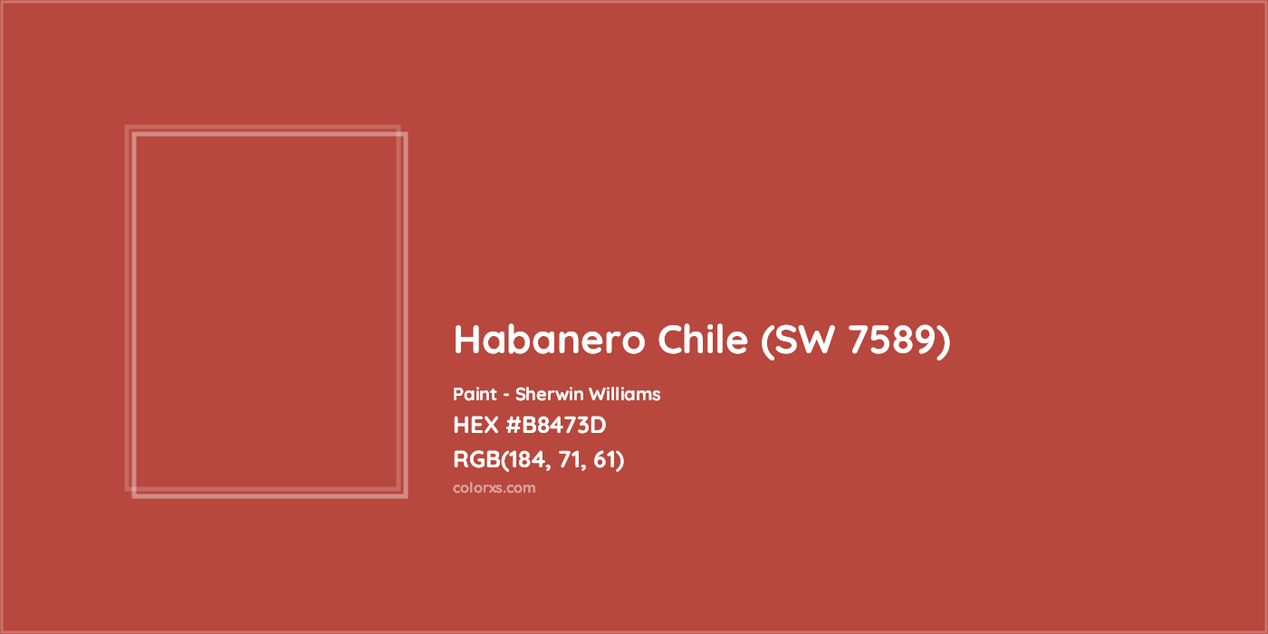 HEX #B8473D Habanero Chile (SW 7589) Paint Sherwin Williams - Color Code