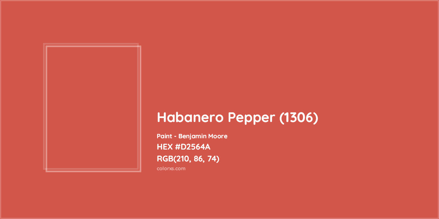HEX #D2564A Habanero Pepper (1306) Paint Benjamin Moore - Color Code