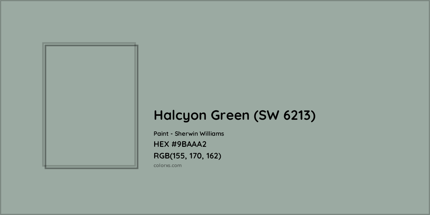 HEX #9BAAA2 Halcyon Green (SW 6213) Paint Sherwin Williams - Color Code