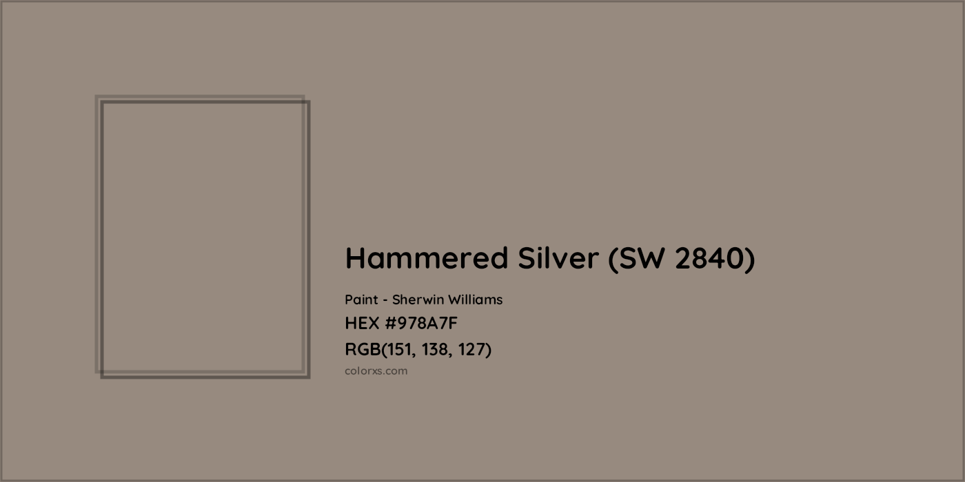 HEX #978A7F Hammered Silver (SW 2840) Paint Sherwin Williams - Color Code