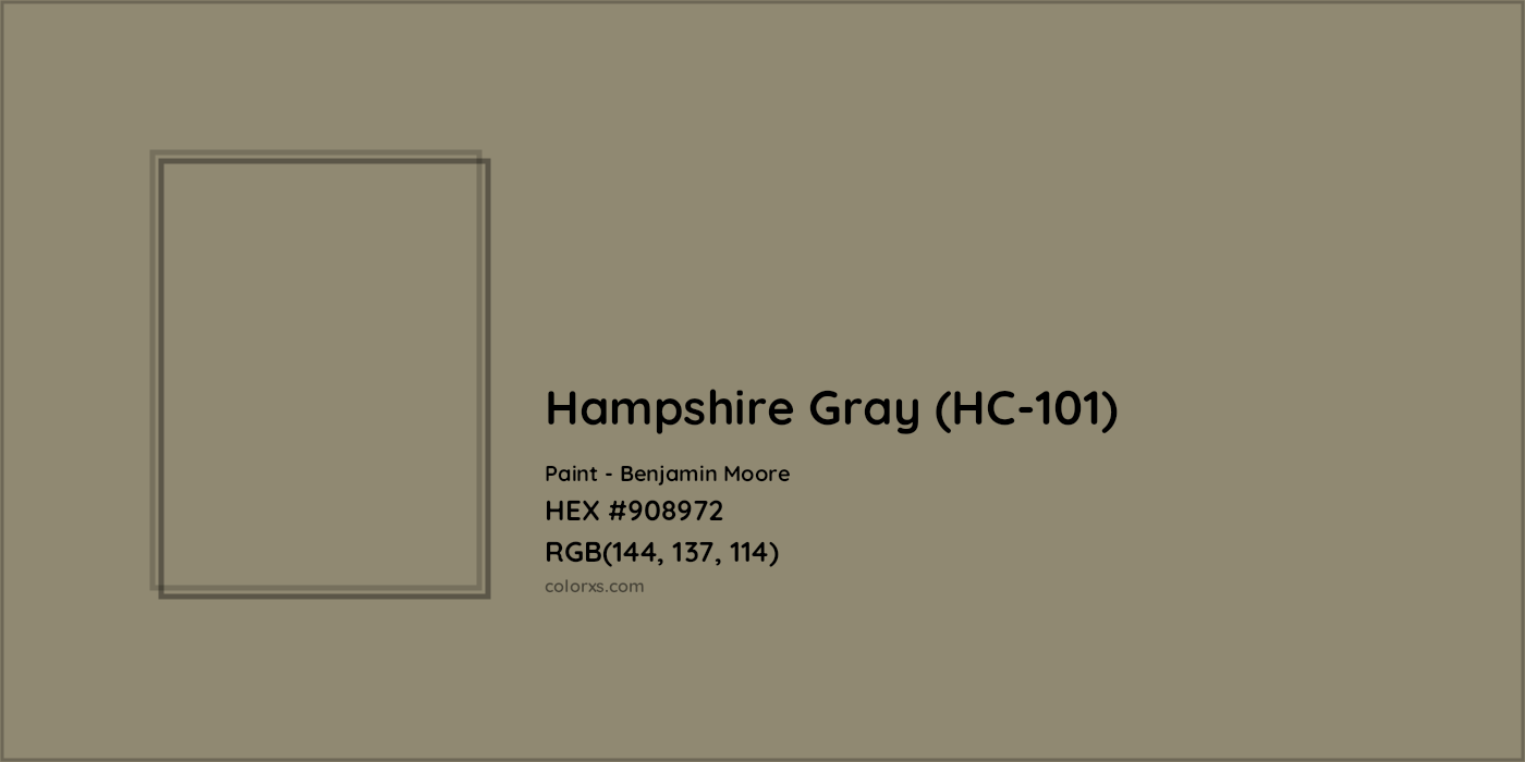 HEX #908972 Hampshire Gray (HC-101) Paint Benjamin Moore - Color Code
