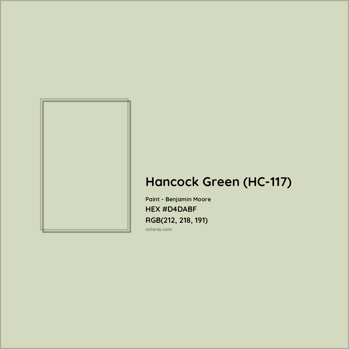 HEX #D4DABF Hancock Green (HC-117) Paint Benjamin Moore - Color Code
