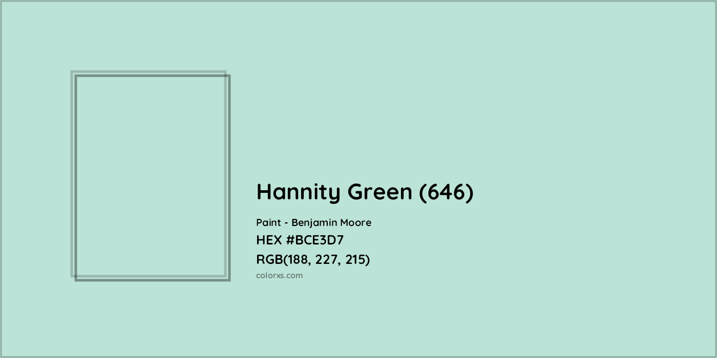 HEX #BCE3D7 Hannity Green (646) Paint Benjamin Moore - Color Code