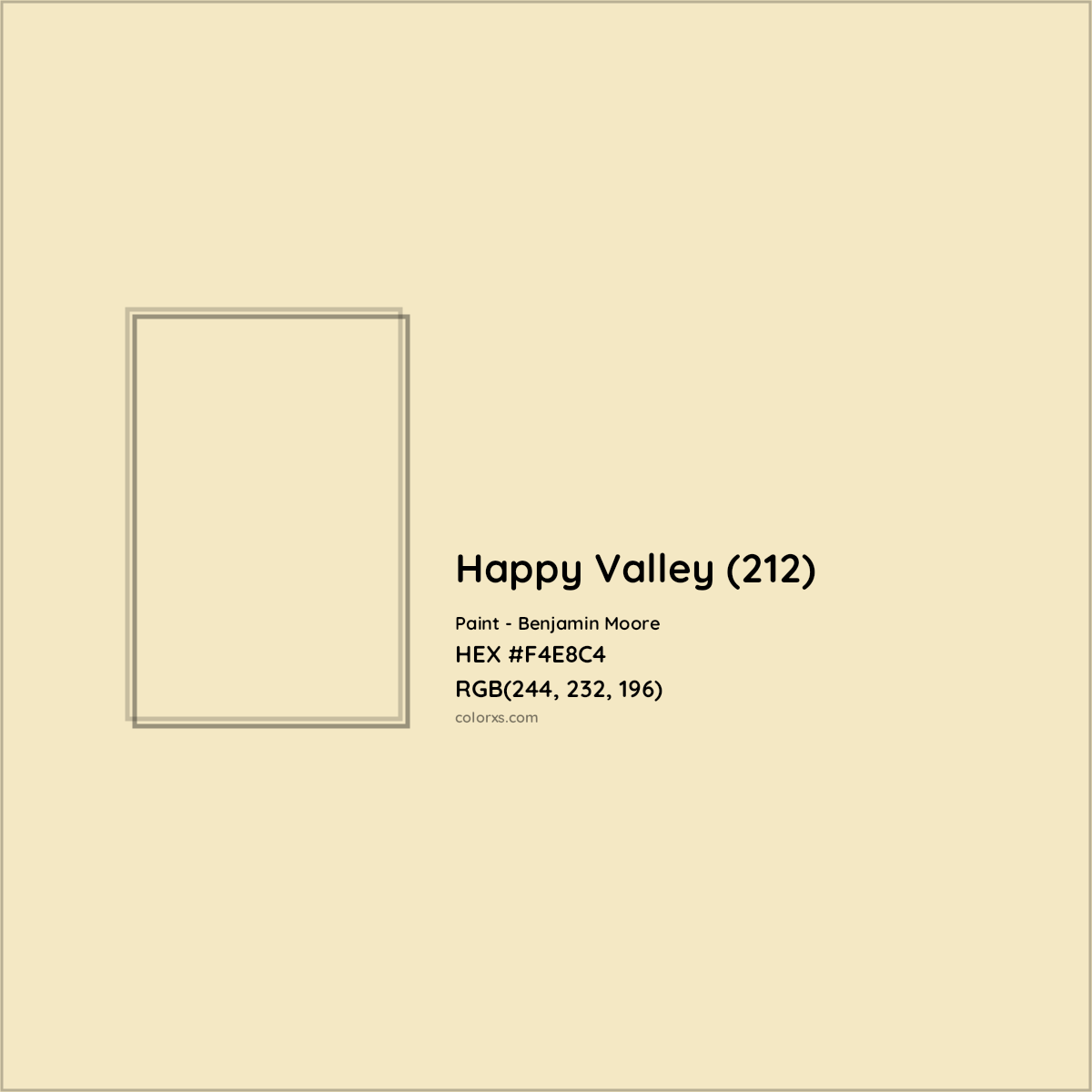 HEX #F4E8C4 Happy Valley (212) Paint Benjamin Moore - Color Code