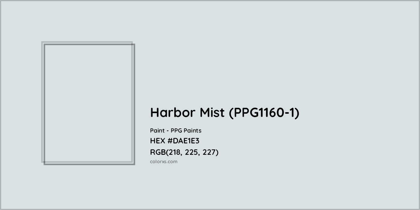 HEX #DAE1E3 Harbor Mist (PPG1160-1) Paint PPG Paints - Color Code