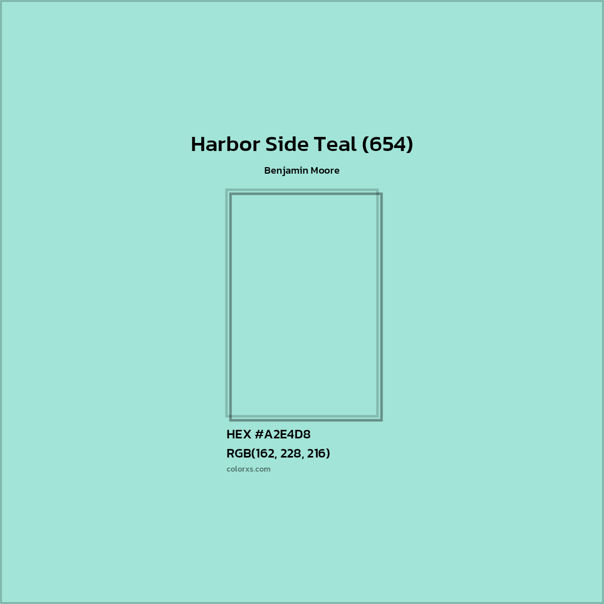 HEX #A2E4D8 Harbor Side Teal (654) Paint Benjamin Moore - Color Code