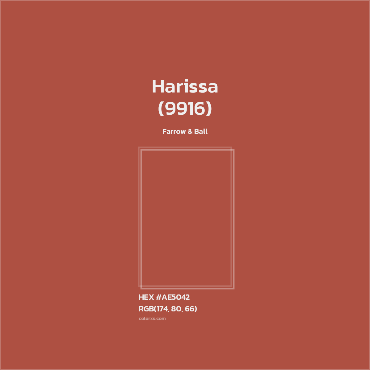 HEX #AE5042 Harissa (9916) Paint Farrow & Ball - Color Code