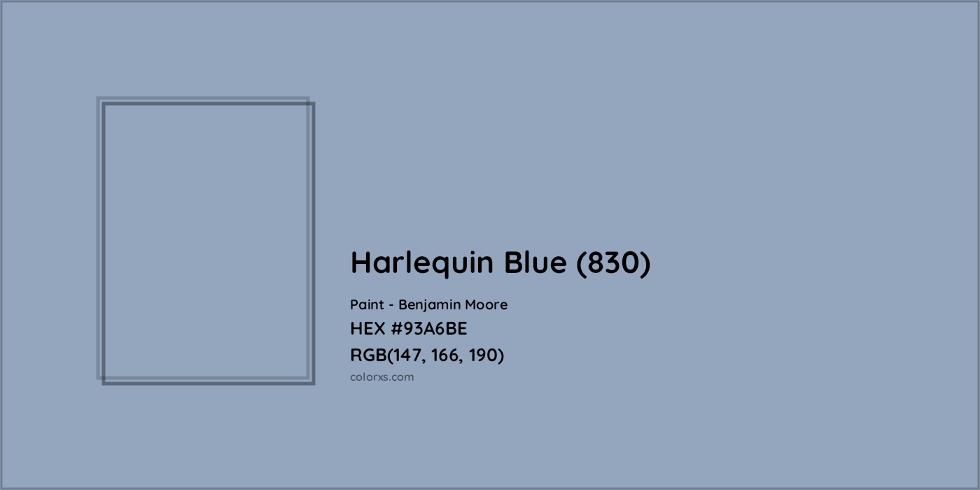 HEX #93A6BE Harlequin Blue (830) Paint Benjamin Moore - Color Code