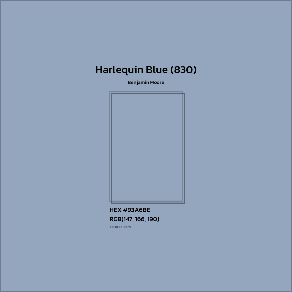 HEX #93A6BE Harlequin Blue (830) Paint Benjamin Moore - Color Code