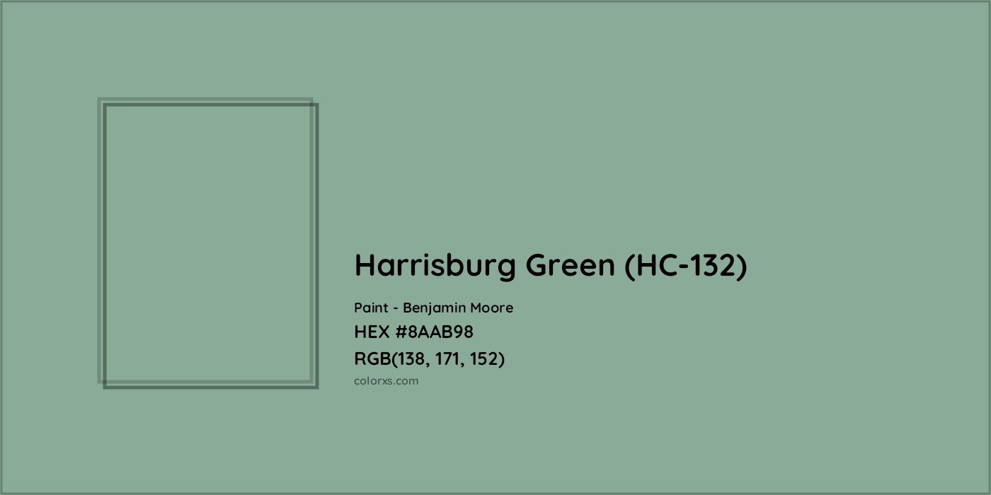 HEX #8AAB98 Harrisburg Green (HC-132) Paint Benjamin Moore - Color Code