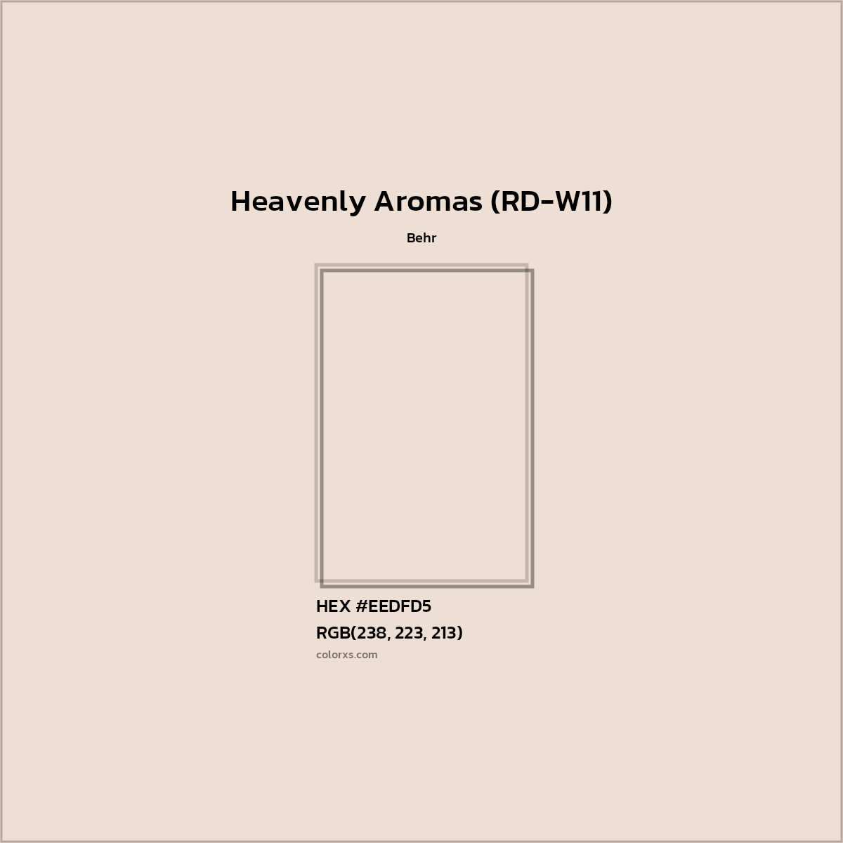 HEX #EEDFD5 Heavenly Aromas (RD-W11) Paint Behr - Color Code