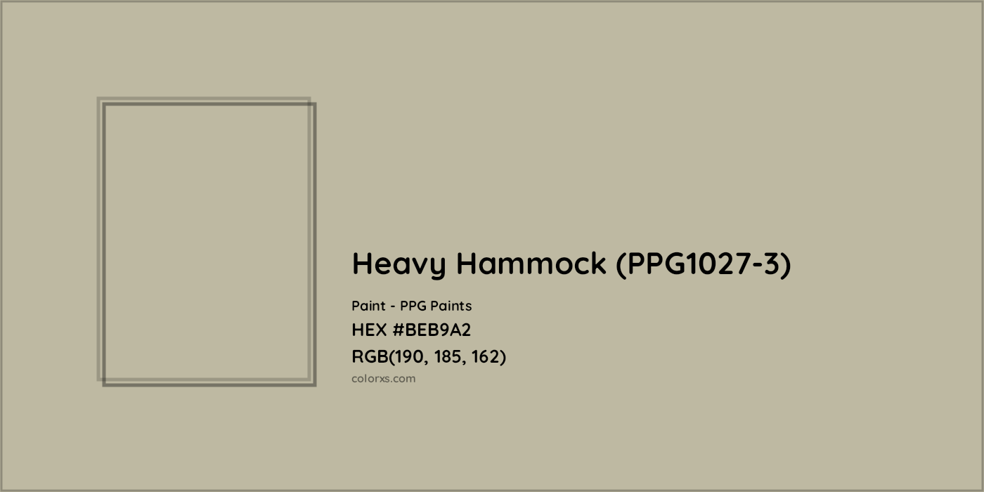 HEX #BEB9A2 Heavy Hammock (PPG1027-3) Paint PPG Paints - Color Code